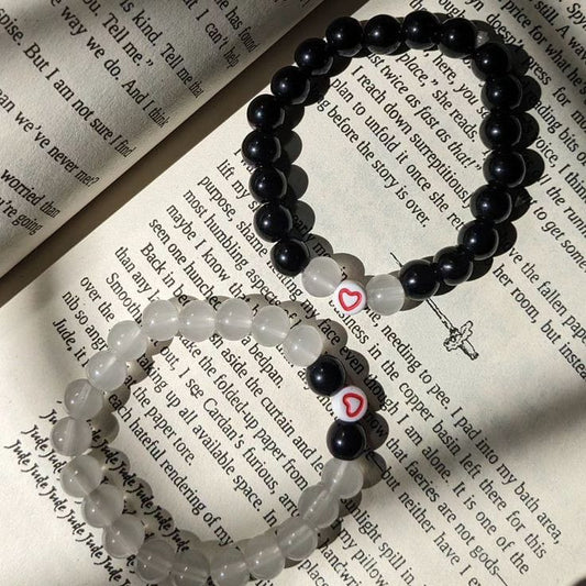 Heart beads beaded bracelet, available in all colors, strechible in size