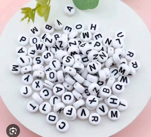 Mix alphabet beads packet in white and black color