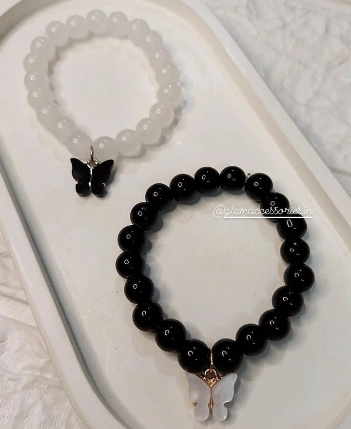 Butterfly glass beads bracelets