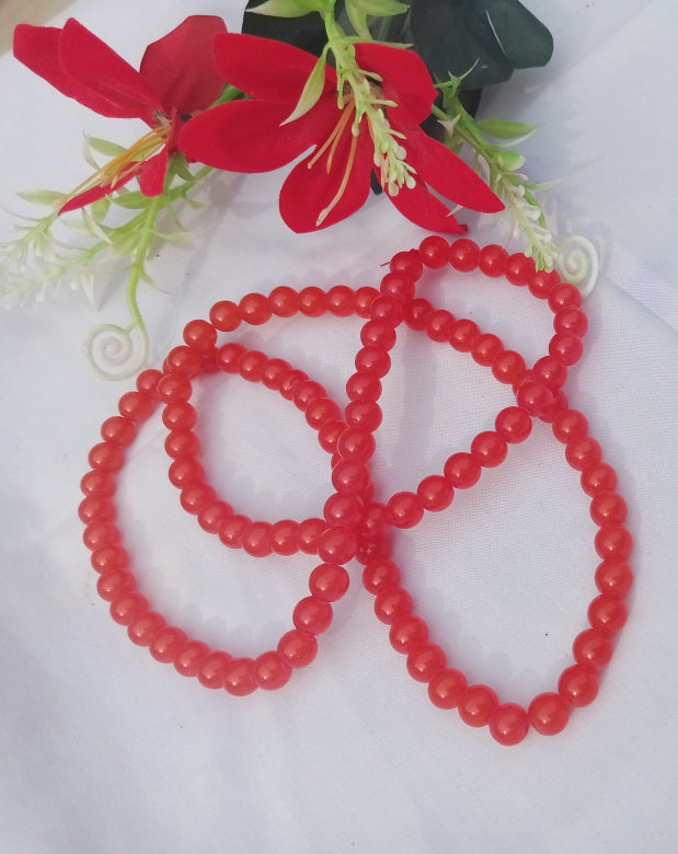 8 mm RED GLASS BEADS STRING