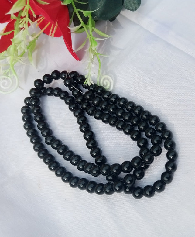 8 mm BLACK GLASS BEADS STRING