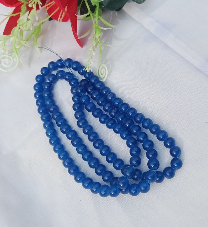 8 mm DARK BLUE GLASS BEADS STRING