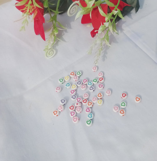 20 PIECES OF COLORFUL OUTLINE HEART BEADS