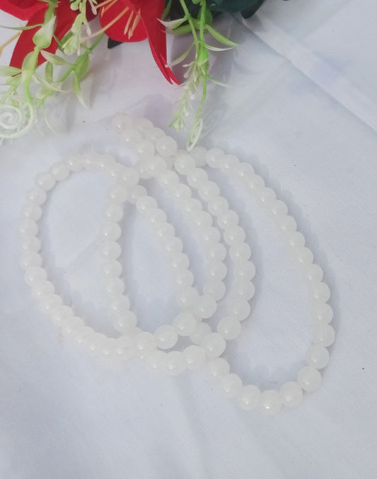 8 mm WHITE GLASS BEADS STRING